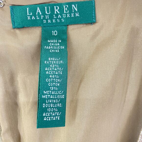 Lauren Ralph Lauren Cocktail Evening Dress Gold Metallic Sleeveless Sz 10 - Picture 5 of 6